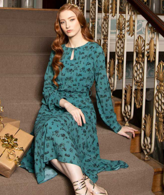 Lindy Bop Christmas Dress Winter Toile Midi Dress Vintage Style