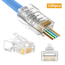 100pcs RJ45 Pass Through Modular Plug Network Cable Connector End 8P8C CAT6 CAT5