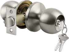 Keyed Entry Door Knob with Lock, Interior and Exterior Door Lock, Standard Ball,