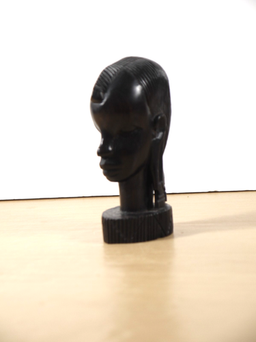 Vintage Hand Carved African Womans Head Bust Tanzania Ebony Wood 11.5cm - Foto 2 di 10