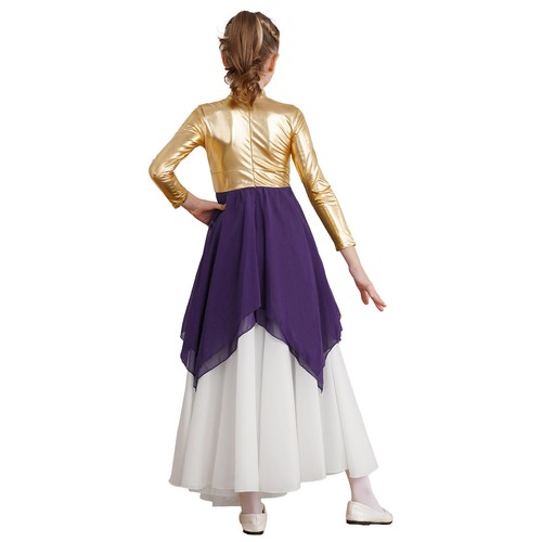 Girls Praise Dance Robe Dresses Long Sleeve Church Worship Irregular Costume - 第 30/36 張圖片