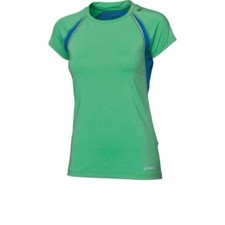 Image of Womens Asics Running Top S/S Reflective L S XS Compression Green & Blue (SS)