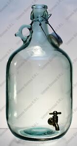 Bottiglia DAMA 5 LITRI in vetro con TAPPO e RUBINETTO ORO FUNZIONANTE
