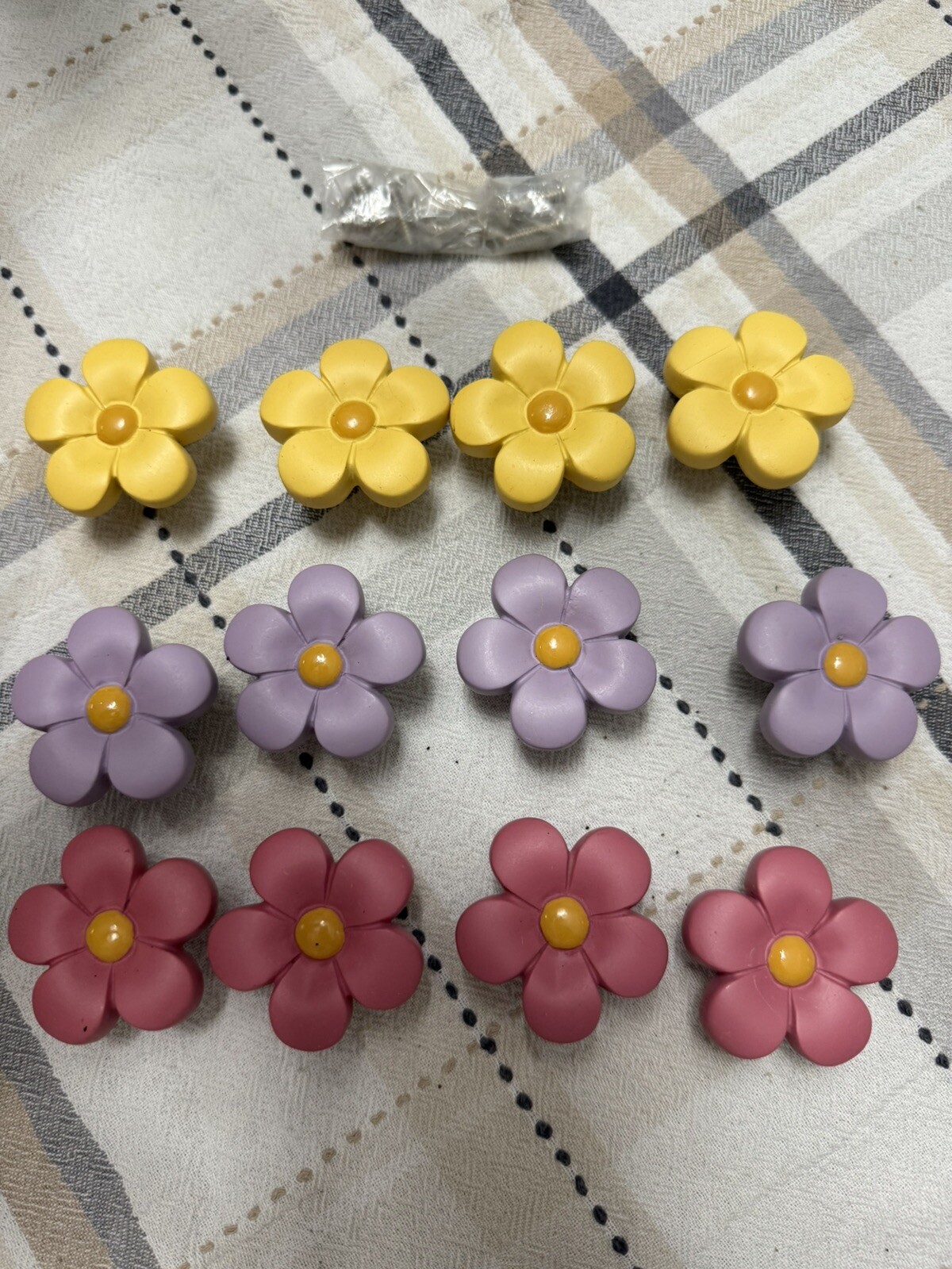 Flower Drawer Pulls Knobs Handles Furniture decor purple, yellow, And Pink
