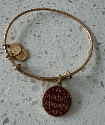 Alex and Ani Harry Potter Gold Tone Red Enamel Charm Bangle Bracelet Signed