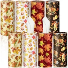 Pasimy 8 Pack Fall Car Tissue Boxes Pumpkin Maple Leaf 3-Ply Tissue Holder Cu...