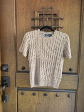 Ralph Lauren Polo Cable Knit Crewneck Sweater Stone Brown size S
