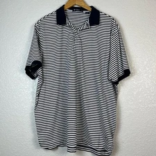Cremieux Polo Shirt Mens XL Black and White Striped Golf Preppy Nautical Bloke