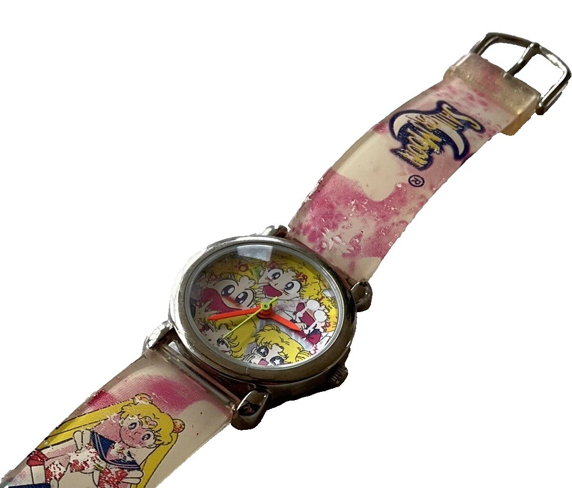 Sailor Moon Girl's Vintage 90s Wristwatch Serena Faces Pink