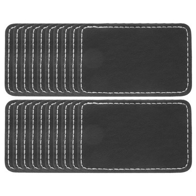 Blank Leatherette Patches, 3x2 Inch Faux Leather Hat Patches(Black, Pack of 25)