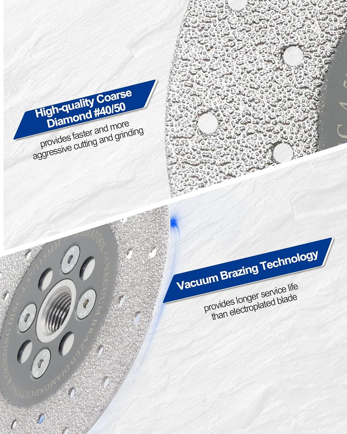 SHDIATOOL 4-1/2 Inch Diamond Cutting Grinding Disc Fits inch, Grey 