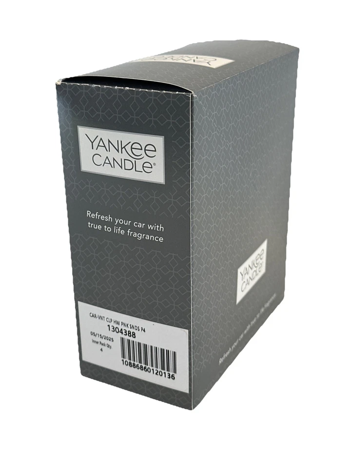 4 Yankee Candle Pink Sands Smart Scent Vent Clip 4 Pack Box Lasts Up To 30 Days - Image 4 of 4
