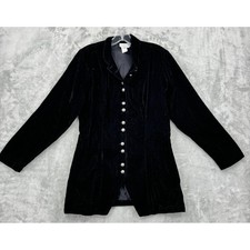 Coldwater Creek Jacket Womens 6 Velvet Silver Buttons Whimsigoth Fitted Black