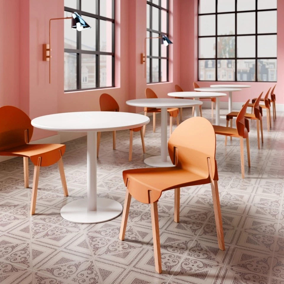 Paquete de 4 sillas tropicales con patas de madera de roble, juego de muebles de comedor y sala de estar de interior Foto 2 de 4