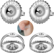 2 Pairs Screw Earring Backs Replacements,14K Gold Plated 925 Silver Secure Locki