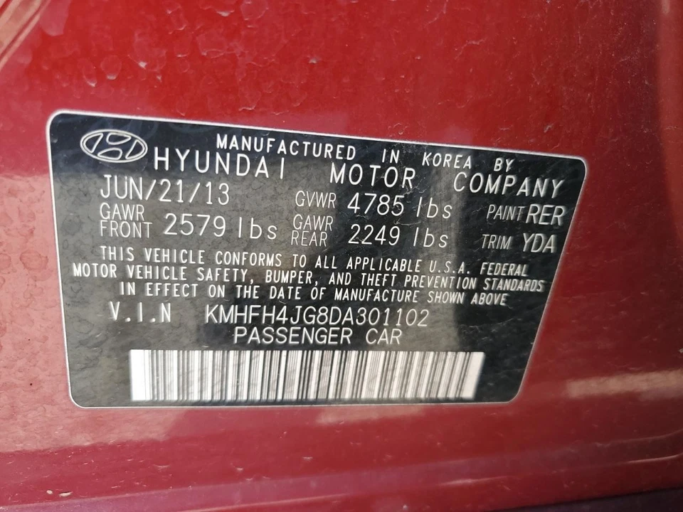 Used Front Right Seat Belt Front fits: 2013 Hyundai Azera passenger retractor Fr Foto 4 de 4