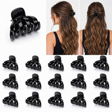18 PCS Women Small Solid Black Hair Claw Jaw Clip Clamp Comb Pin Butterfly 1.5"
