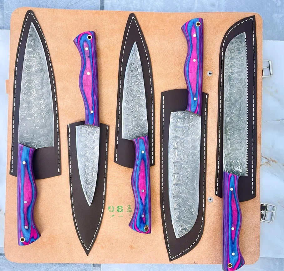Handmade Damascus Steel Chef Knife Set - Professional Culinary knives
