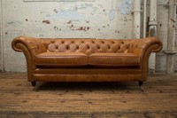 Sofa Luxus Leder Textil Chesterfield Couch Sofas Polster 3 Sitzer Garnitur Braun