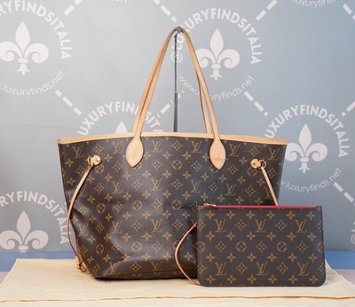 louis vuitton tasche neverfull mm monogram - innen rot