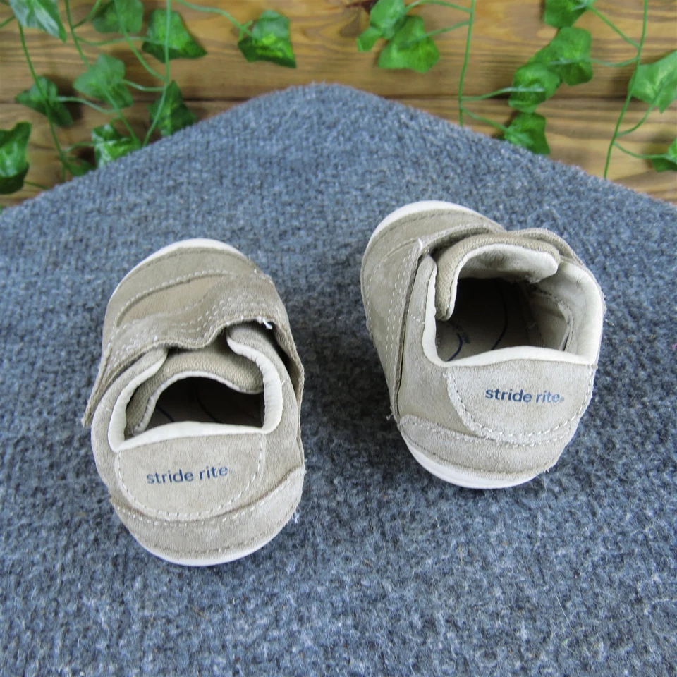 Stride Rite Boys Sneaker Kellen Sz T 4.5 Medium Taupe Leather Hook & Loop - Image 4 of 4