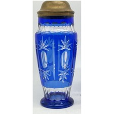 Vintage Cocktail Shaker Czech Cut to Clear Bo...