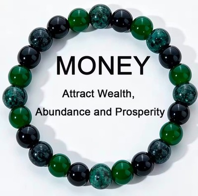 Natural 8mm Green Beaded Bracelet Handmade Elastic Rope Gift for Women