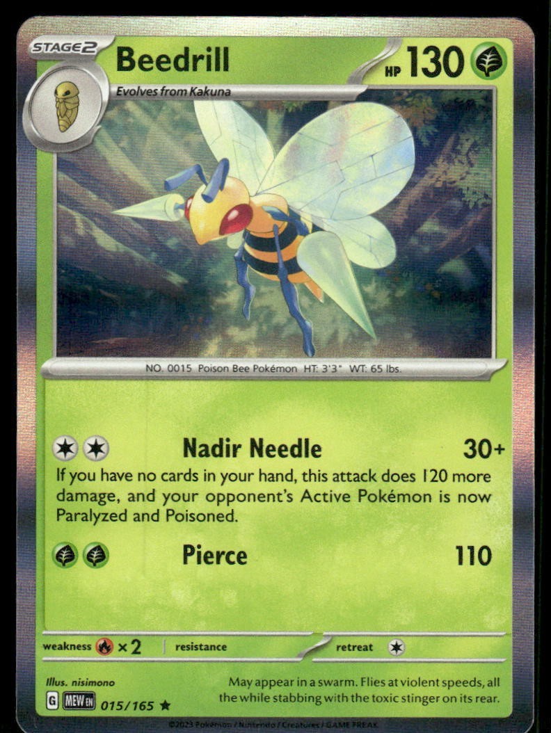 Beedrill 015/165 Holo Scarlet & Violet Pokemon TCG trading card