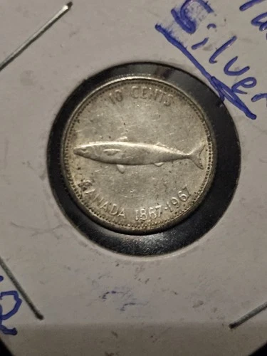 1967 canadian silver dime - VG+