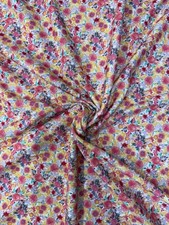 Ditsy Floral Stretch Crepe Fabric - Pink, Yellow, Purple - 148cm