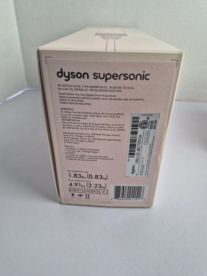 Dyson Supersonic Secador de Pelo Rosa Fucsia Estuche Difusor Alisador Nuevo Lote 2 Foto 3 de 4