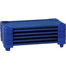 Sprogs 6 Pk Heavy Duty Childrens Standard 52"L Stackable Daycare Cots, Blue