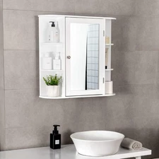 NNECW 62cm Wall Mounted Storage Cabinet with Mirror for Bathroom & Living Room-W