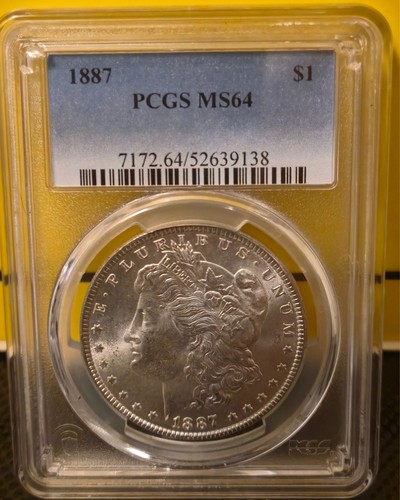 1887-P Morgan Dollar PCGS MS64 Graded Silver $1 Coin