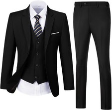 Men Suit Solid Two Button Slim Fit Suit Set Wedding Formal Business Suit Men