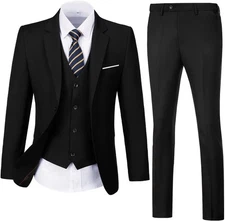 Men Suit Solid Two Button Slim Fit Suit Set Wedding Formal Business Suit Men