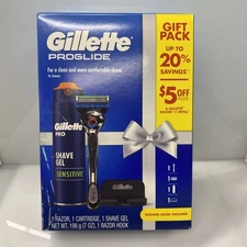 Gillette Gift Set Proglide 1 Razor, 1 Cartridge, 1 Shave Gel +Shower Hook