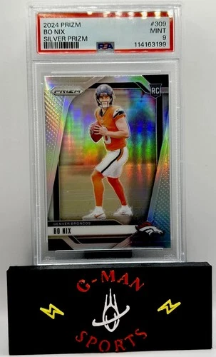 Bo Nix 2024 Panini Prizm Silver Rookie RC #309 PSA 9 Denver Broncos