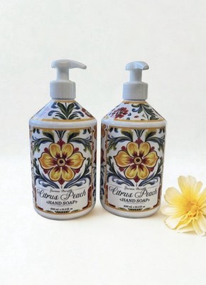 LOT OF 2 Home Body Co. Citrus Peach Hand Soap Wash Liquid 21.5 oz Sealed