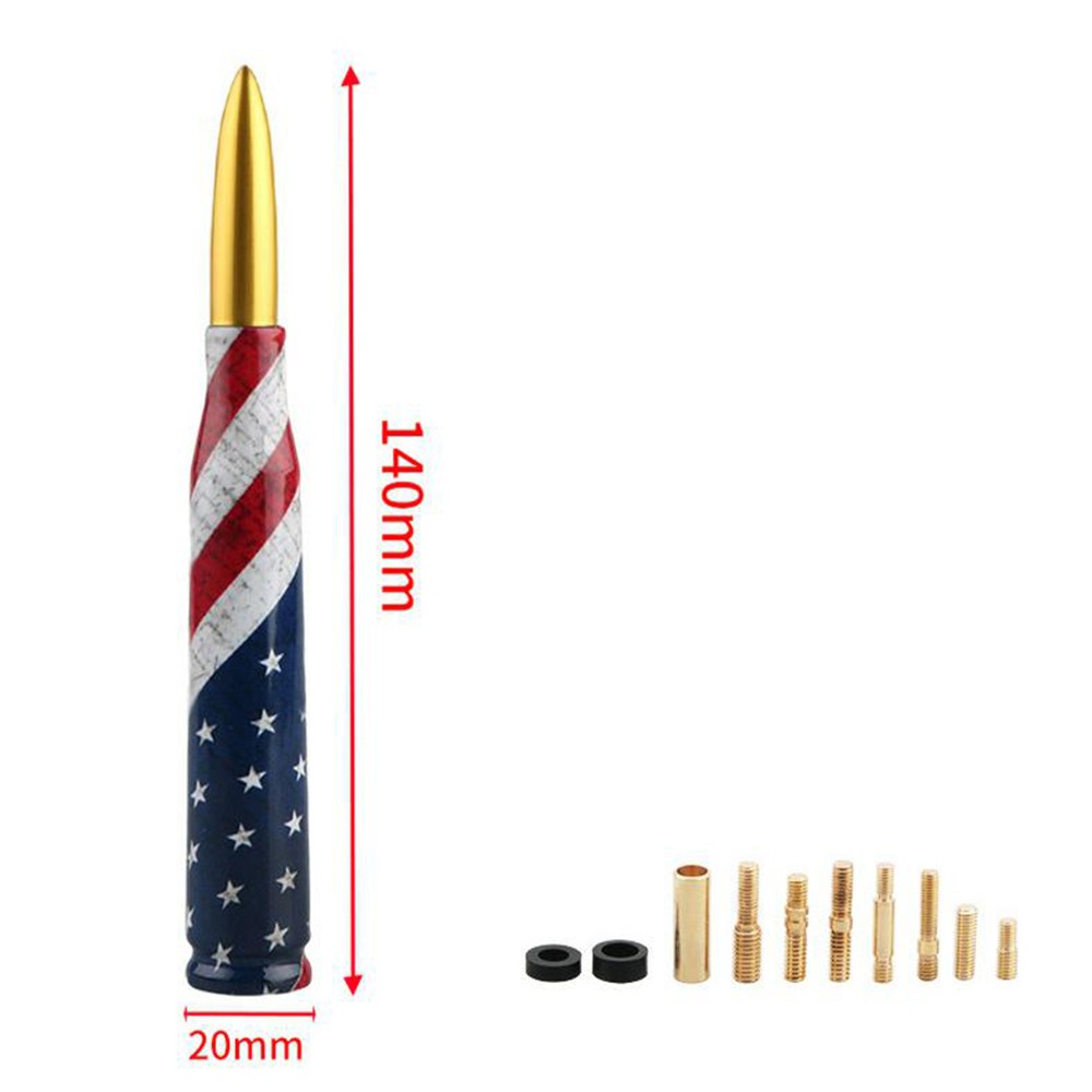 Car Bullet Antenna Metal Car Antenna Exterior Decor Flag Design Radio Antenna