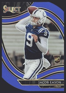 2020 Panini Select #348 Jacob Eason Blue Prizm Die Cut RC