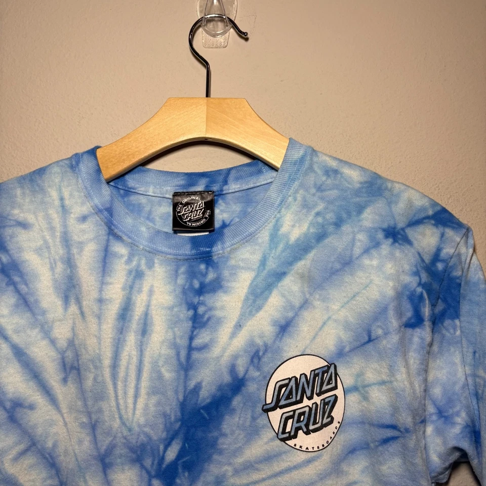 SANTA CRUZ SKATEBOARDS SKATE SKATER Manga Larga Talla Mediana Tie Dye Azul Para Hombres Foto 3 de 4