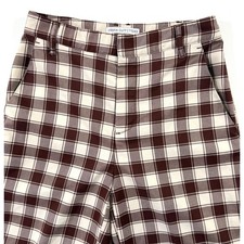 Urban Outfitters Brown Gingham Plaid Wide Leg Trousers Pants 70s Retro Grunge