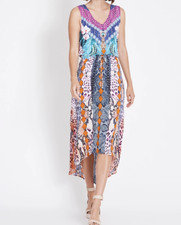NEW 12 Rockmans Embelished Jewelled Maxi Dress High Low Front and Back Hem