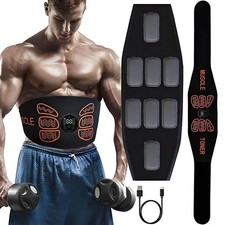 EMS Ab Toner Belt USB Recharge Waist Trainer Muscle Stimulator Fitness Massager