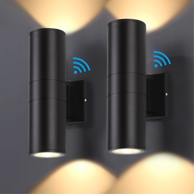 DAKAFUL 2-Pack 12W LED Dusk to Dawn Outdoor Wall Lights Up/Down Cylinder Sconces