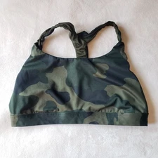 All in Motion Green Camo Print Ruched Racerback Sports Bra Size L