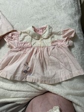 Vintage 1950s Baby Girl 0-6 Months Pink Summer Bunny Dress