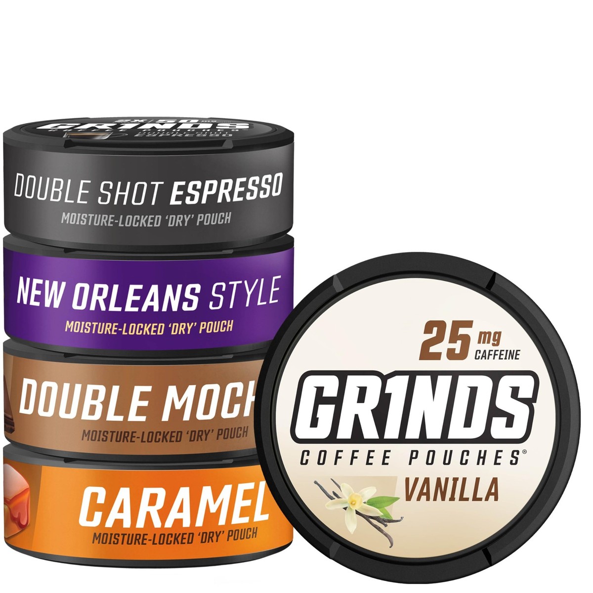 Coffee Pouches | 5 Can Sampler | Double Shot Espresso, Vanilla, New Orleans, 