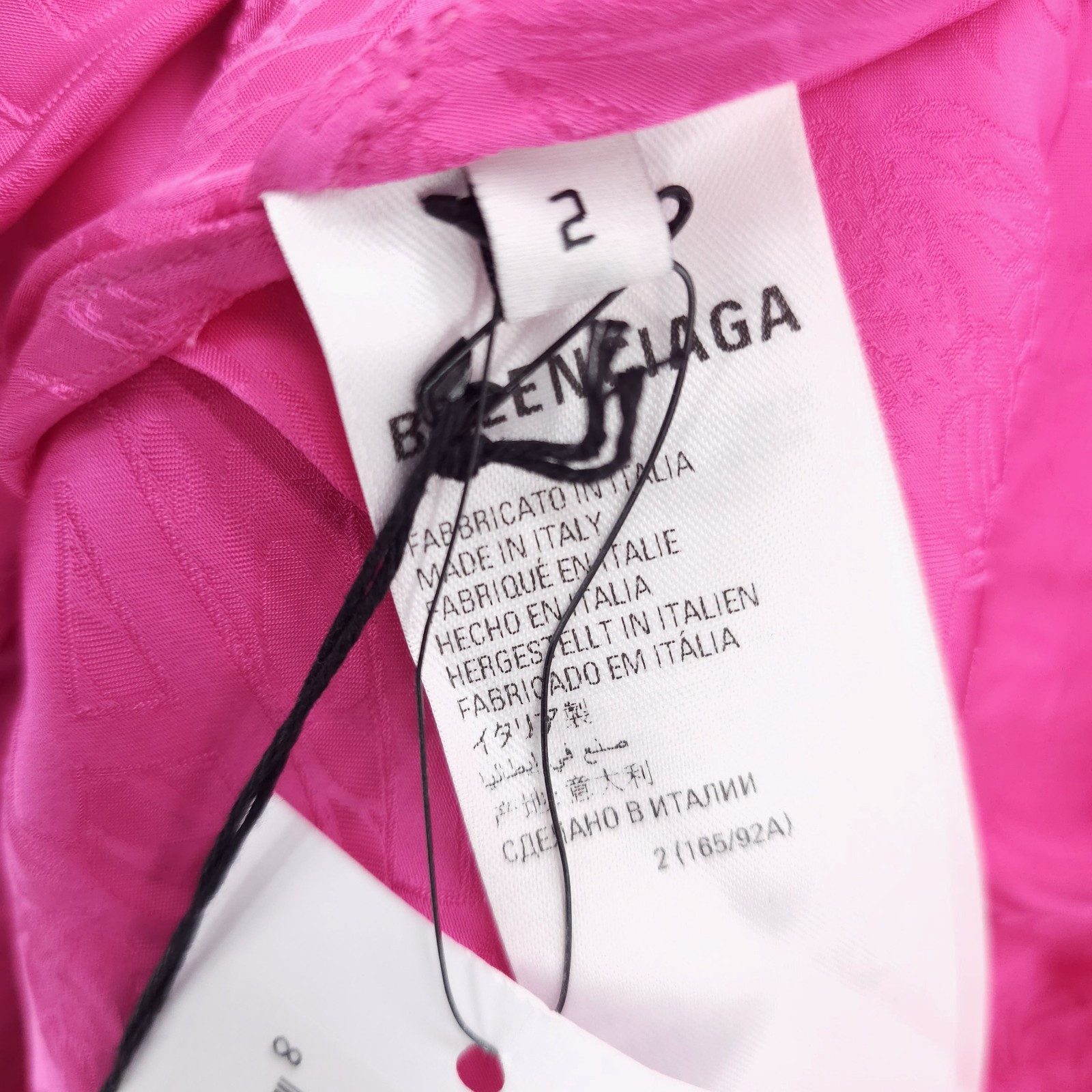 NWT BALENCIAGA Pink Slip Dress Oversized Jacquard Textured Floral Logo Size 2 thumbnail 8